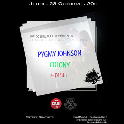 PIXBEAR FLYER SOIREE JEUDI LIVE AU TRUSKEL 23 OCTOBRE 2014